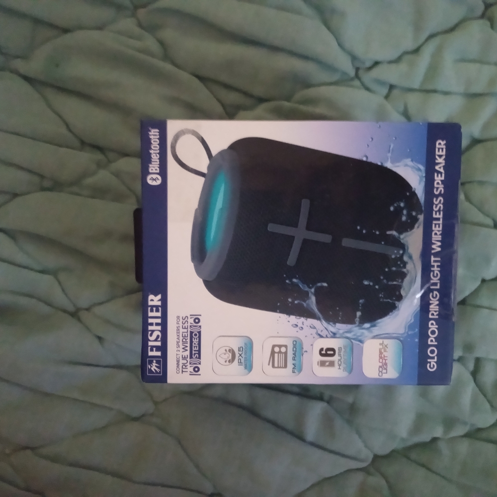 Fisher Bluetooth Boom Black Wireless Speaker Water Proof with Glowing Light